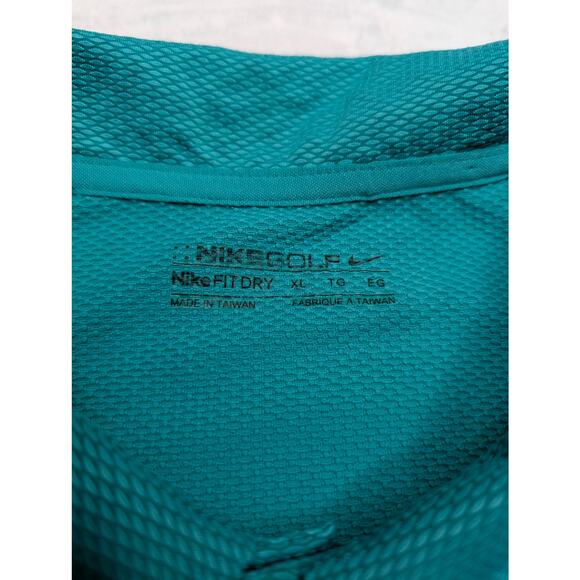 NikeGolf Fit Dry Mens Golf Polo Shirt - XL Green Ribbed Performance Aqua - Picture 2 of 6